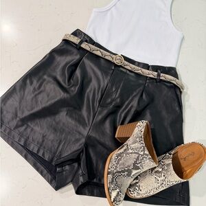 Black Leather Aaron & Amber Women’s Shorts